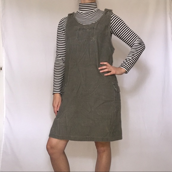green corduroy jumper dress